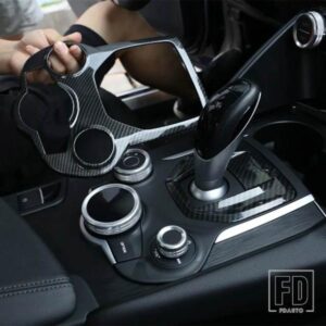 ABS クローム/カーボンアルファロメオジュリア STELVIO 2016-19 センターコンソール装飾フレームトリムカーアクセサリー