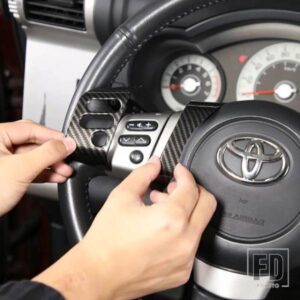 トヨタ FJ クルーザー 2007-2021 ABS マットブラック/カーボンステアリングホイールボタン装飾カバーステッカーカーアクセサリー