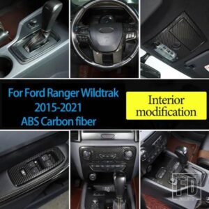 フォード レンジャー WILDTRAK 2015-21 カーボンカーセンターコントロールシフトパネルステアリングホイールガラスリフトフレームステッカーア