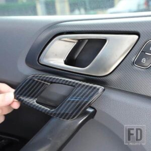 フォード レンジャー WILDTRAK 2015-2022 ABS カーボン/レッド車内ハンドル装飾フレームステッカーインテリアアクセサリー