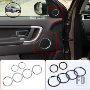 ランドローバー グロスブラックスタイル ABS クロームドアスピーカーリングトリムカーアクセサリーディスカバリースポーツ 15-17 カーアクセサ