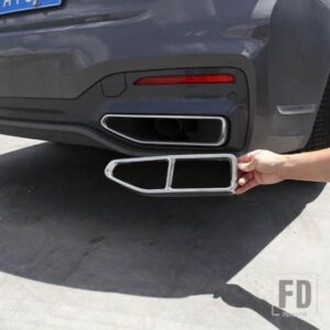 BMW 2個 光沢ステンレスマフラーカバートリム 7シリーズ G11 G12 730 740 750LI 2009-2020 カーアクセサリー