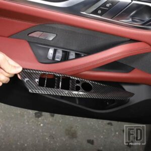 BMW 4シリーズ G22 G23 G26 2020-2023 ABS カーボン/黒窓リフトボタン装飾ステッカーインテリアアクセサリー