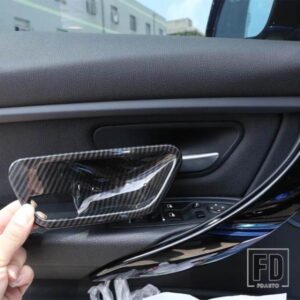 BMW カーボン ABS PLASTI インテリアドアハンドルボウルカバートリム 3/4シリーズ F30 F32 F35 2013-2018 カーアクセサリー